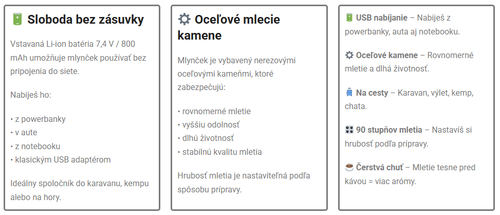 Cestovní elektrický mlýnek na kávu COFFE2GO | USB-C nabíjení 9 image
